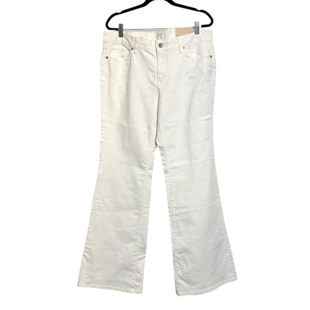 LOFT Modern Flare Jeans White Low Rise Y2K Stretch Size 12 NWT